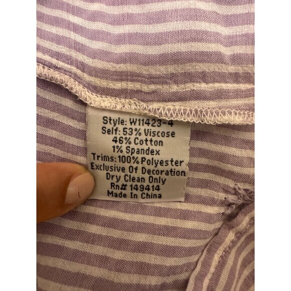 Johnny Was Workshop Purple & White Striped Embroidered Blouse Size L - Picture 7 of 7